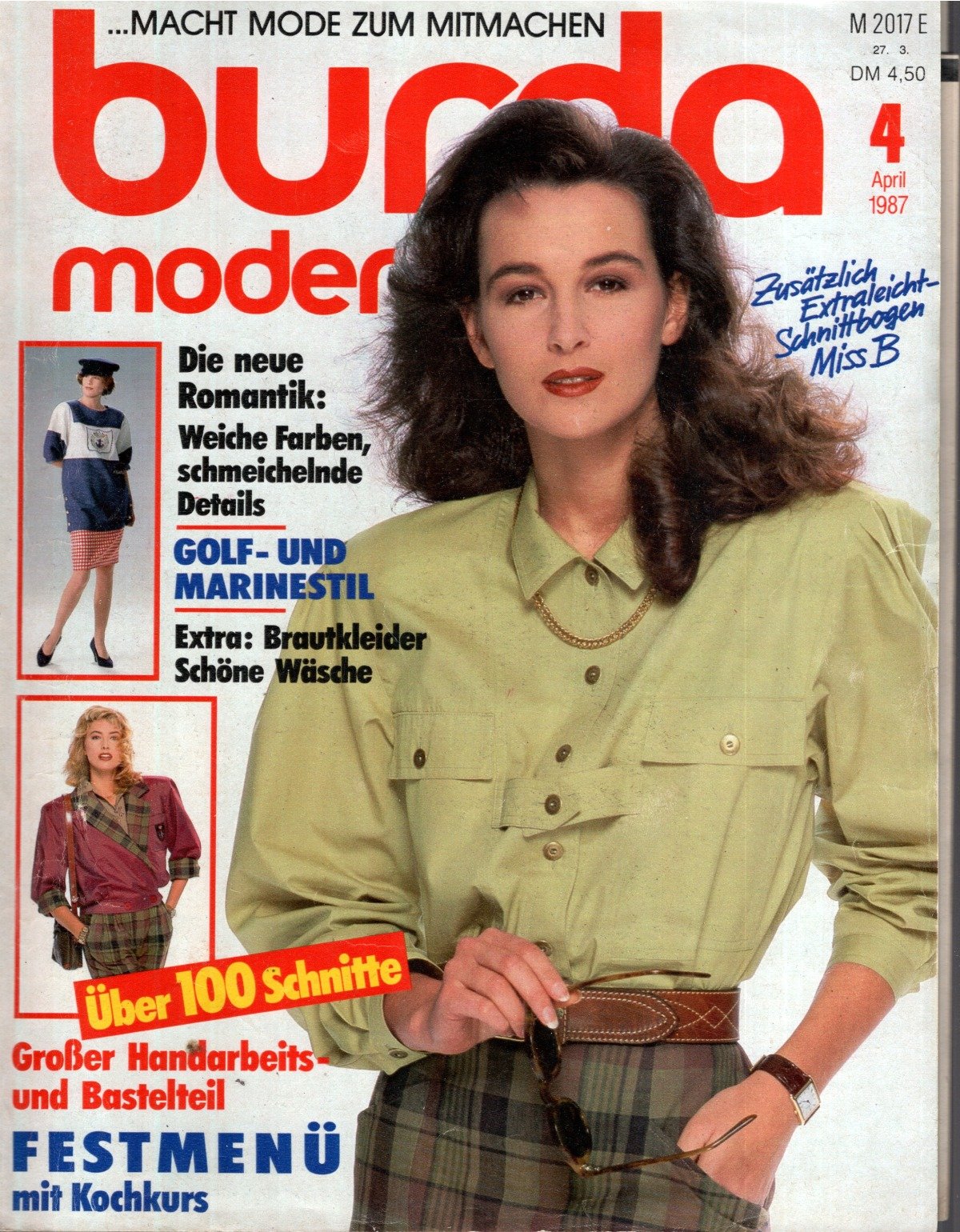 Burda Moden Magazin Deutschland 1987-04 Frühlingsmode Romantik Golfstil + Schnittmuster