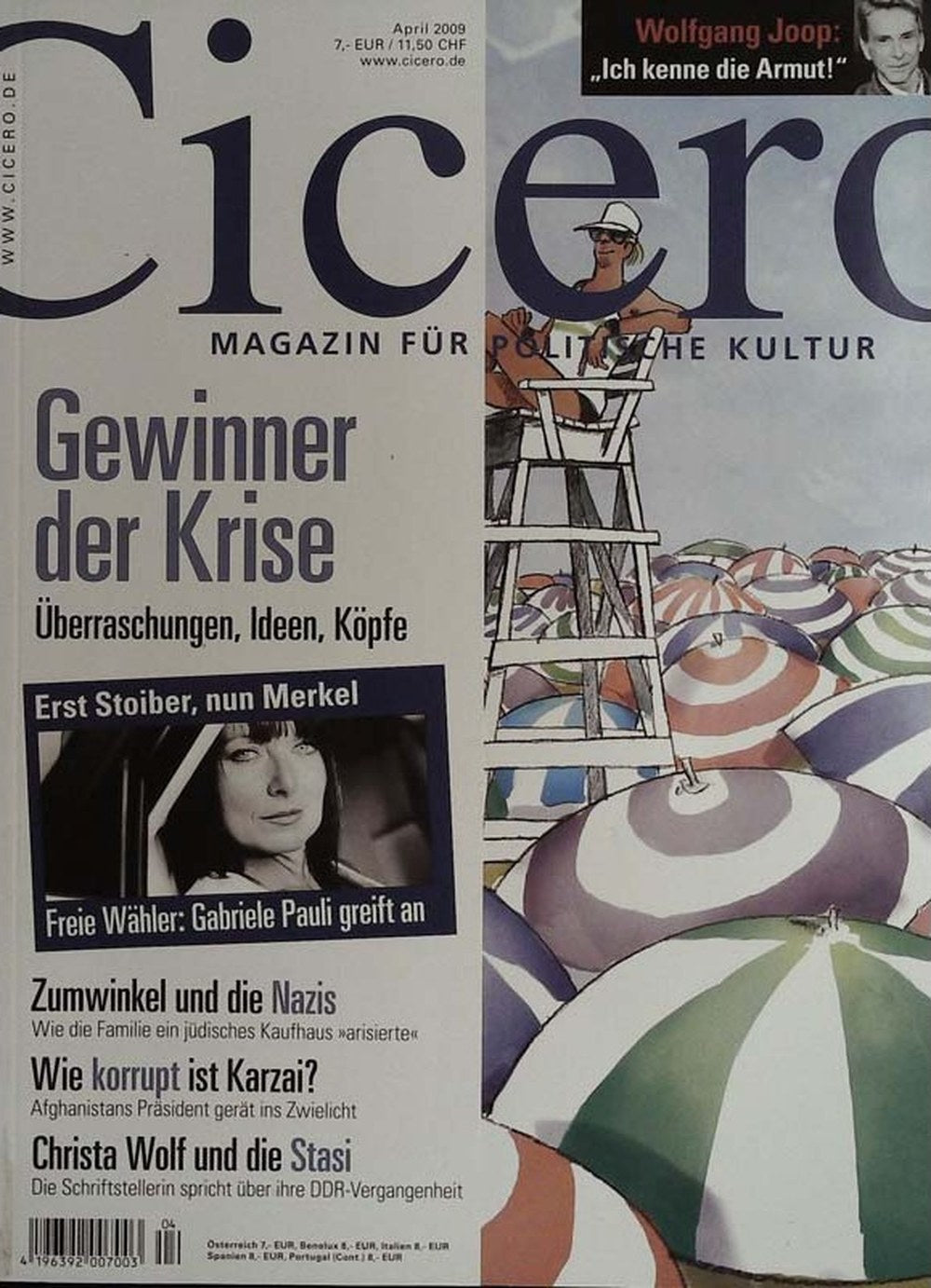 Cicero Magazin Deutschland 2009-04 Gabriele Pauli Wolfgang Joop Angela Merkel Edmund Stoiber Hamid Karzai