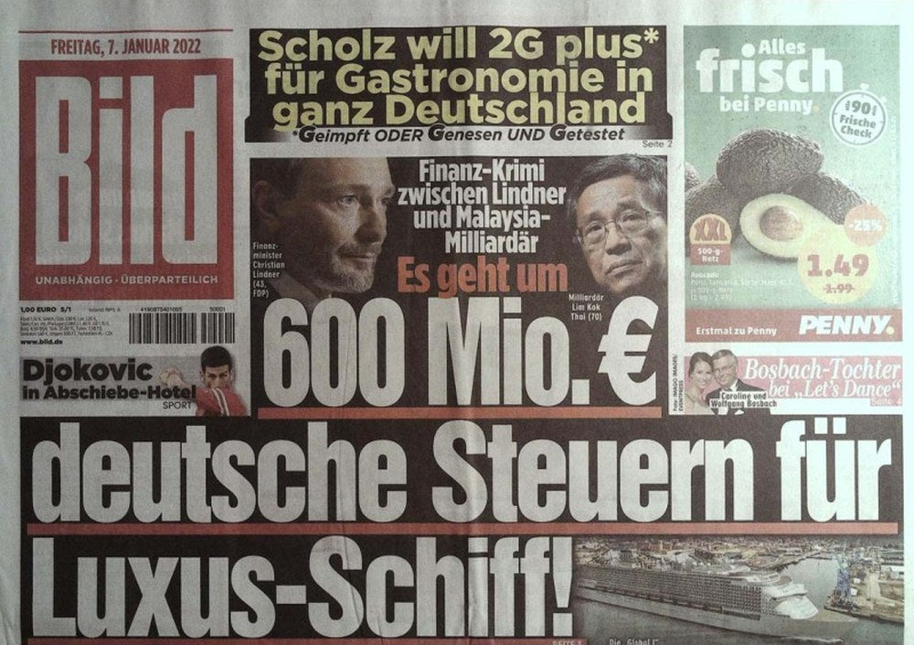Bild Zeitung Magazin Deutschland 2022-01 Christian Lindner Lim Kok Thay Olaf Scholz Novak Djokovic Wolfgang Bosbach