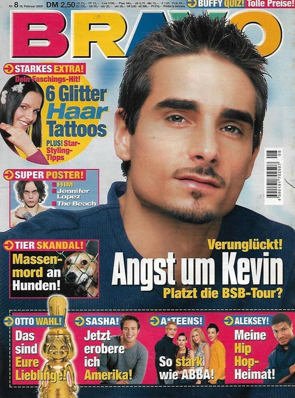 Bravo Magazin Deutschland 2000-08 Kevin Richardson Sasha Aleksey Jennifer Lopez Backstreet Boys