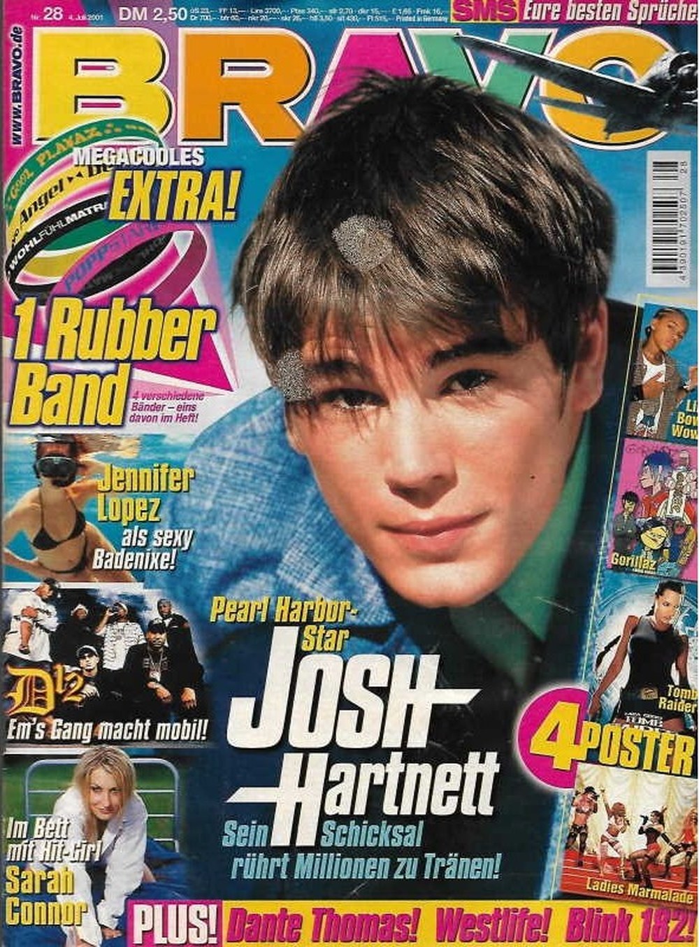 Bravo Magazin Deutschland 2001-28 Josh Hartnett Jennifer Lopez Sarah Connor D12 Gorillaz