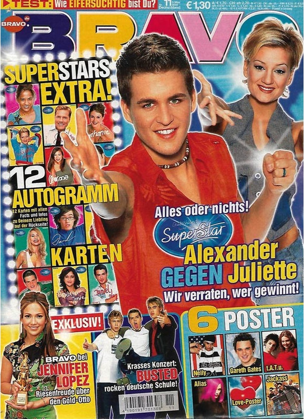 Bravo Magazin Deutschland 2003-11 Alexander Klaws Juliette Schoppmann Jennifer Lopez Nelly Gareth Gates