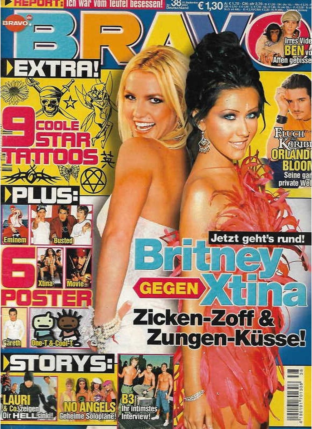 Bravo Magazin Deutschland 2003-38 Britney Spears Christina Aguilera Orlando Bloom Eminem Lauri Ylönen