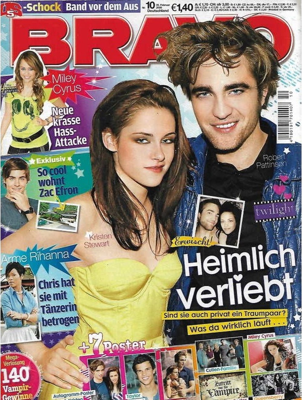 Bravo Magazin Deutschland 2009-10 Kristen Stewart Robert Pattinson Miley Cyrus Zac Efron Rihanna