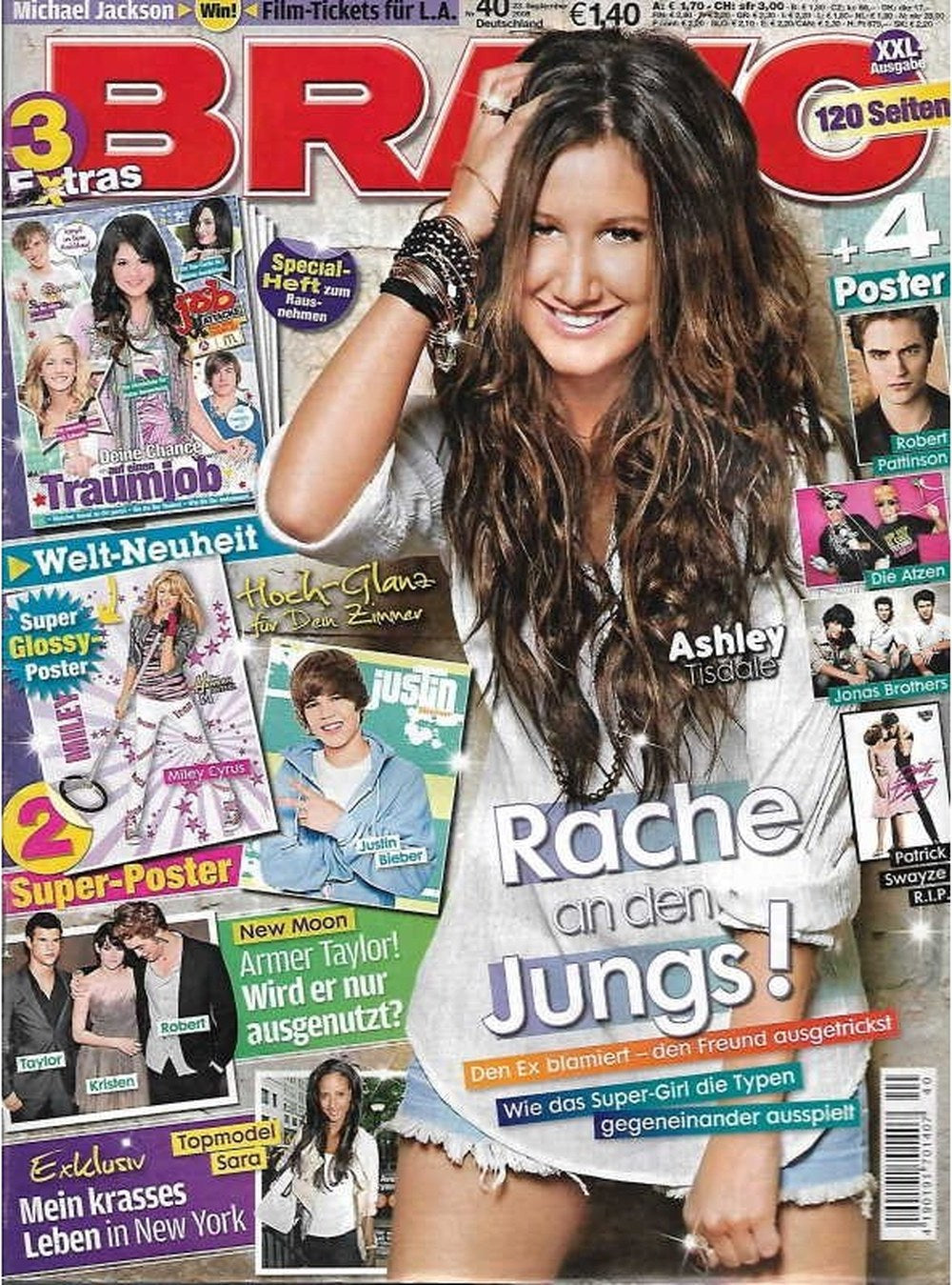 Bravo Magazin Deutschland 2009-40 Ashley Tisdale Justin Bieber Miley Cyrus Robert Pattinson Michael Jackson
