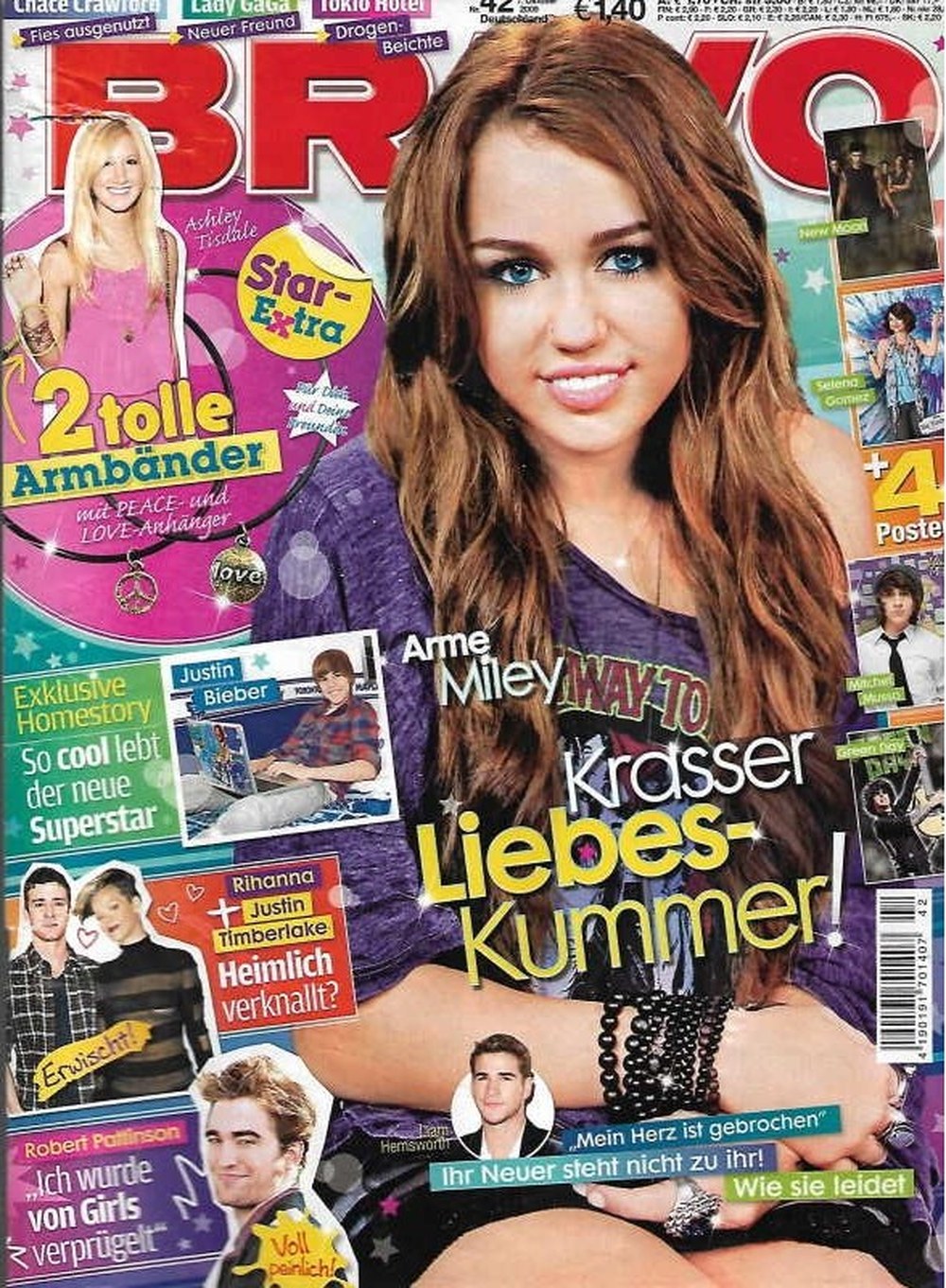 Bravo Magazin Deutschland 2009-42 Miley Cyrus Ashley Tisdale Justin Bieber Liam Hemsworth Robert Pattinson
