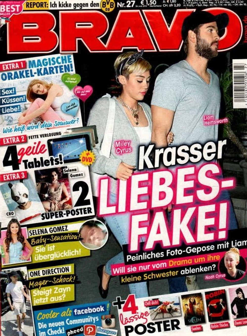 Bravo Magazin Deutschland 2013-27 Miley Cyrus Liam Hemsworth Selena Gomez Noah Cyrus Robin Thicke