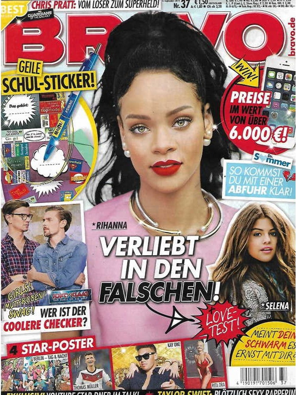 Bravo Magazin Deutschland 2014-37 Rihanna Selena Gomez Chris Pratt Taylor Swift Kay One