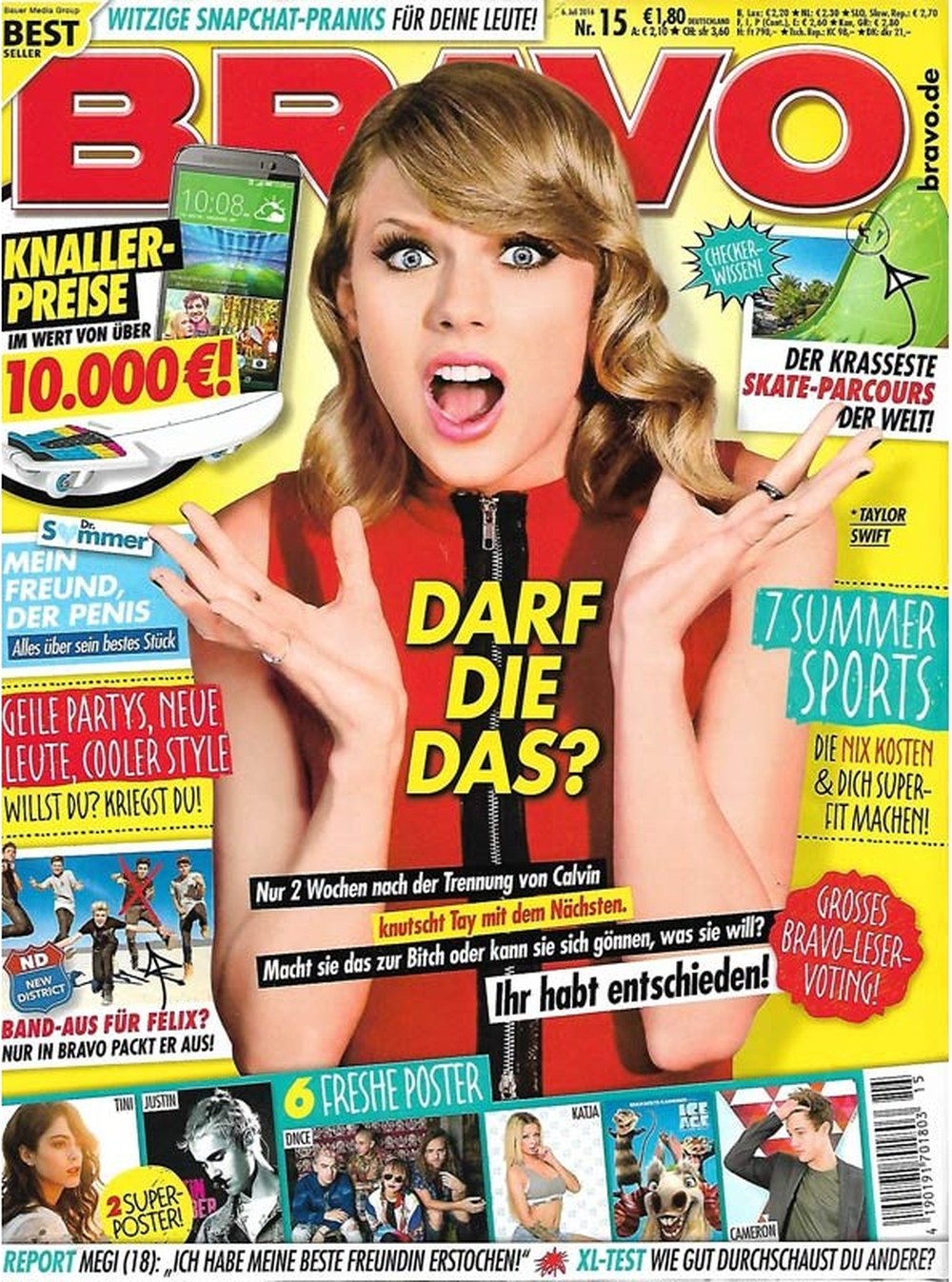 Bravo Magazin Deutschland 2016-15 Taylor Swift Tini Stoessel Justin Bieber Cameron Dallas New District