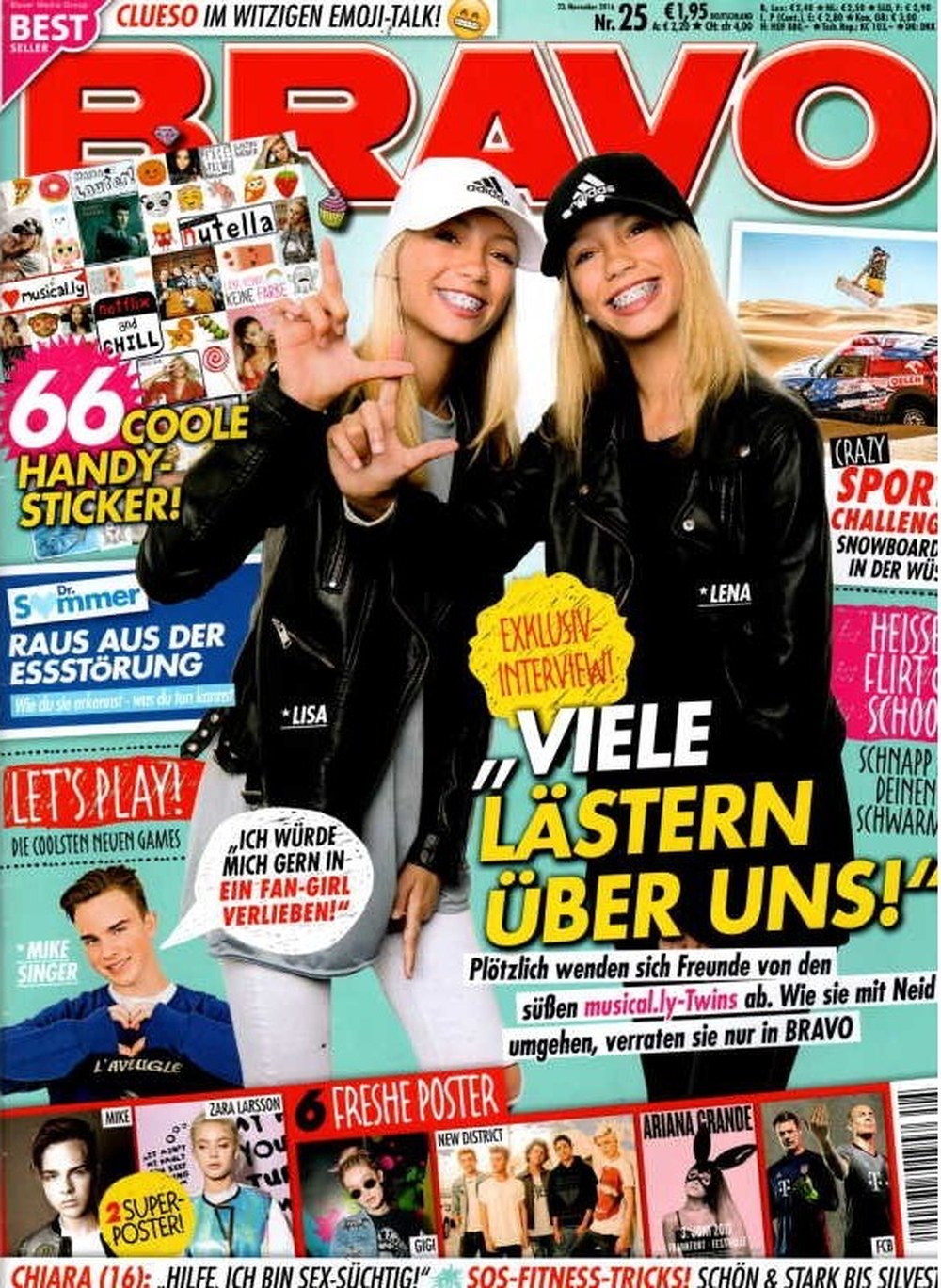 Bravo Magazin Deutschland 2016-25 Lisa And Lena Mike Singer Zara Larsson Ariana Grande Clueso