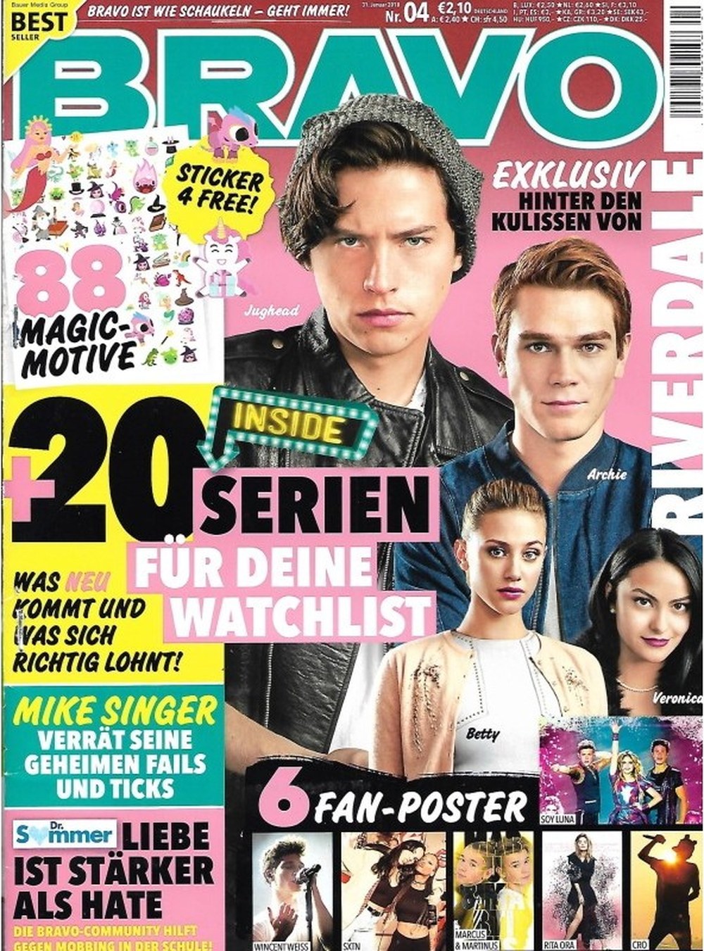 Bravo Magazin Deutschland 2018-04 Cole Sprouse KJ Apa Lili Reinhart Camila Mendes Mike Singer
