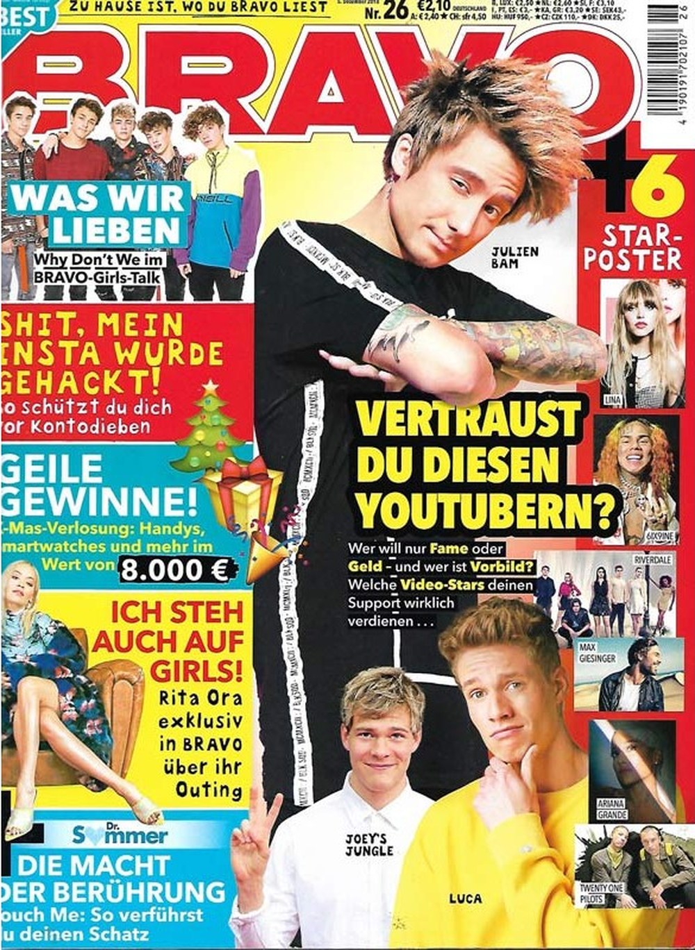 Bravo Magazin Deutschland 2018-26 Julien Bam Luca Rita Ora Max Giesinger Ariana Grande