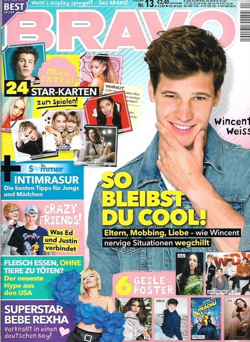 Bravo Magazin Deutschland 2019-13 Wincent Weiss Bebe Rexha Ariana Grande Selena Gomez Billie Eilish