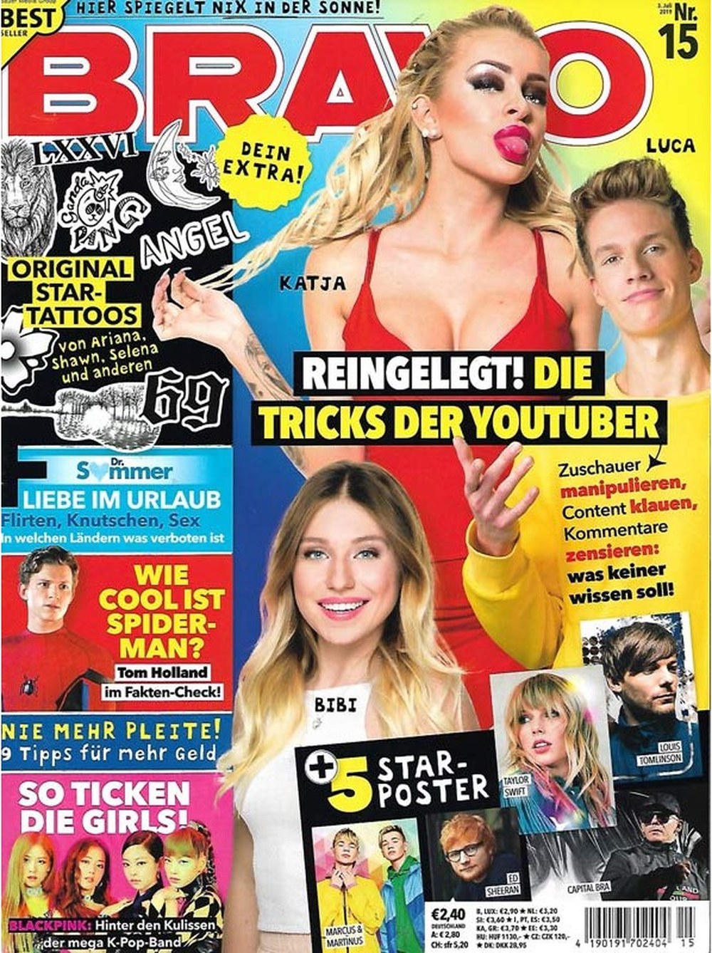 Bravo Magazin Deutschland 2019-15 Katja Krasavice BibisBeautyPalace Luca Tom Holland Ed Sheeran