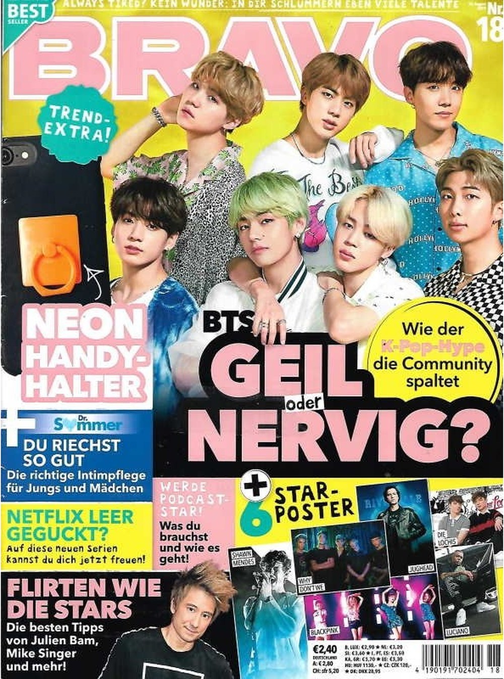 Bravo Magazin Deutschland 2019-18 BTS Shawn Mendes Julien Bam Mike Singer Blackpink