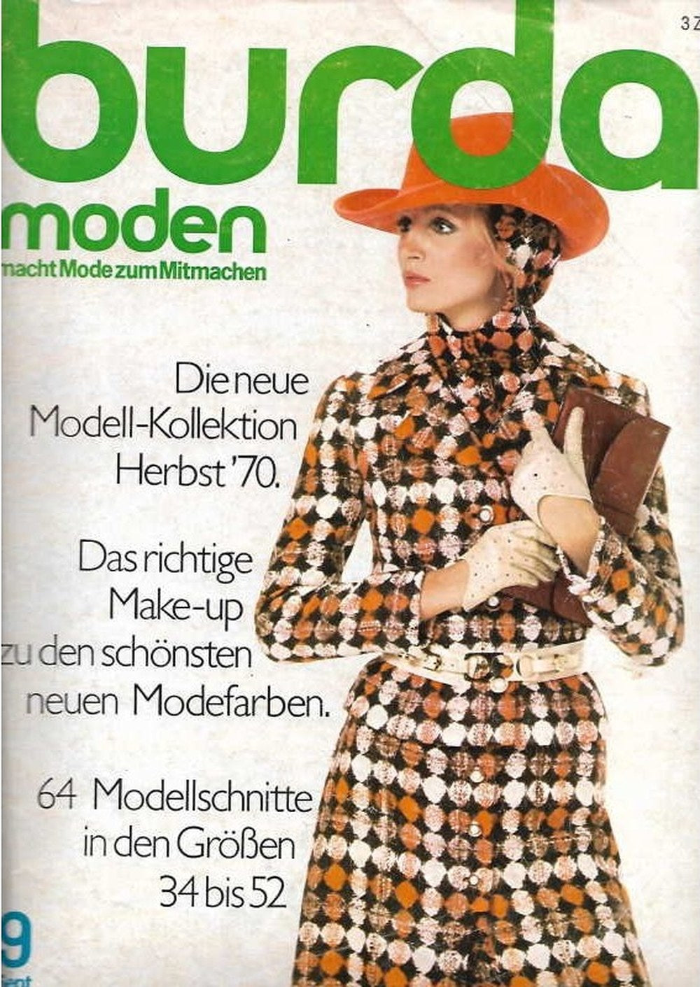 Burda Moden Magazin Deutschland 1970-09 Herbstmode 1970 Modell-Kollektion Make-up