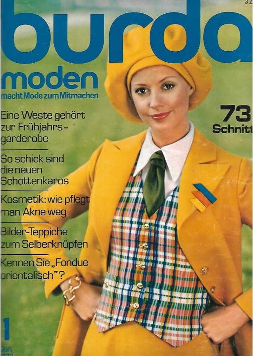 Burda Moden Magazin Deutschland 1972-01 Frühjahrsmode Weste Schottenkaros