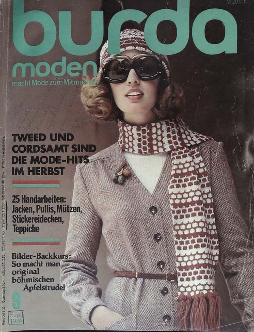 Burda Moden Magazin Deutschland 1974-09 Tweed Cordsamt Herbstmode