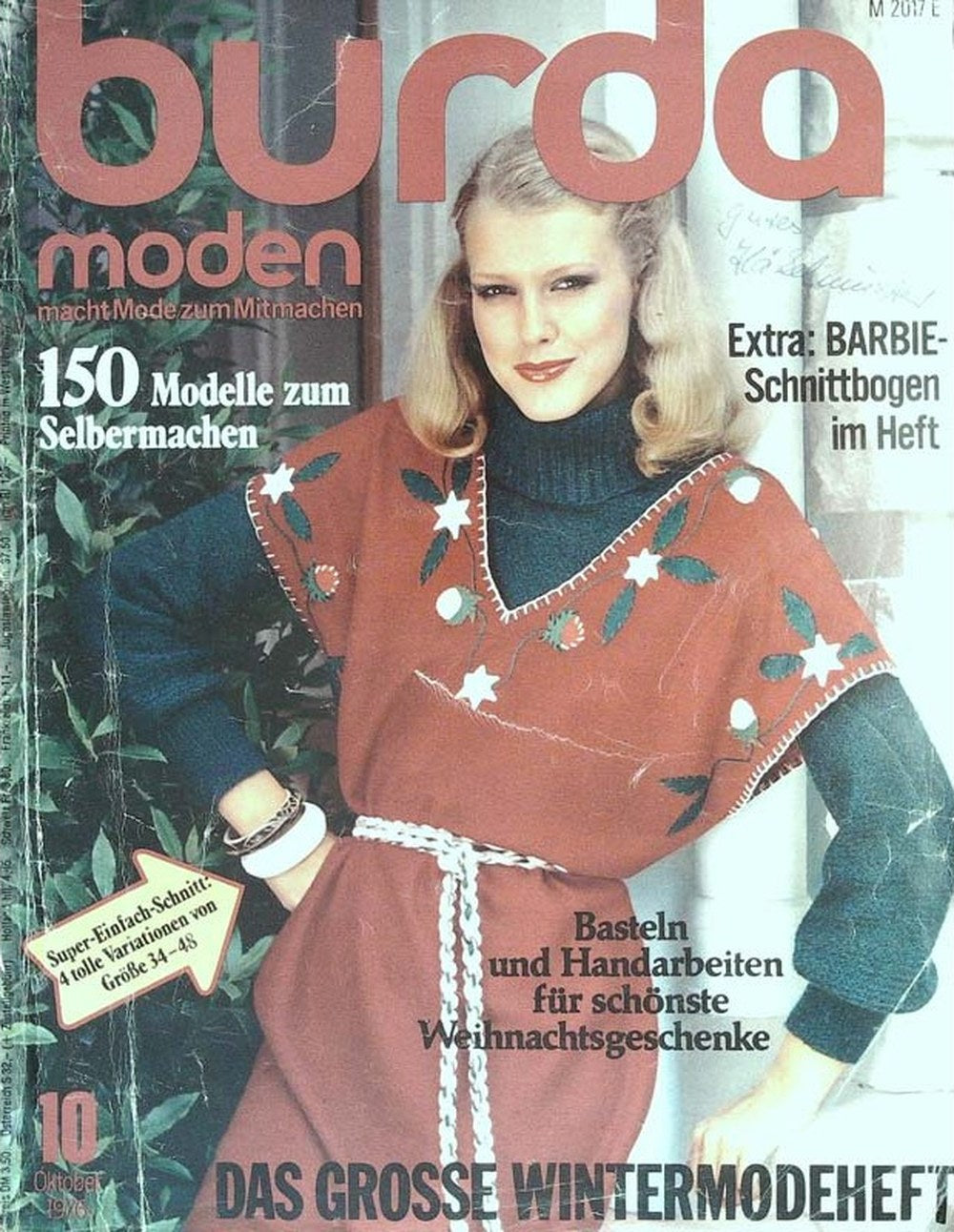 Burda Moden Magazin Deutschland 1976-10 Wintermode Schnittmuster Barbie-Schnittbogen