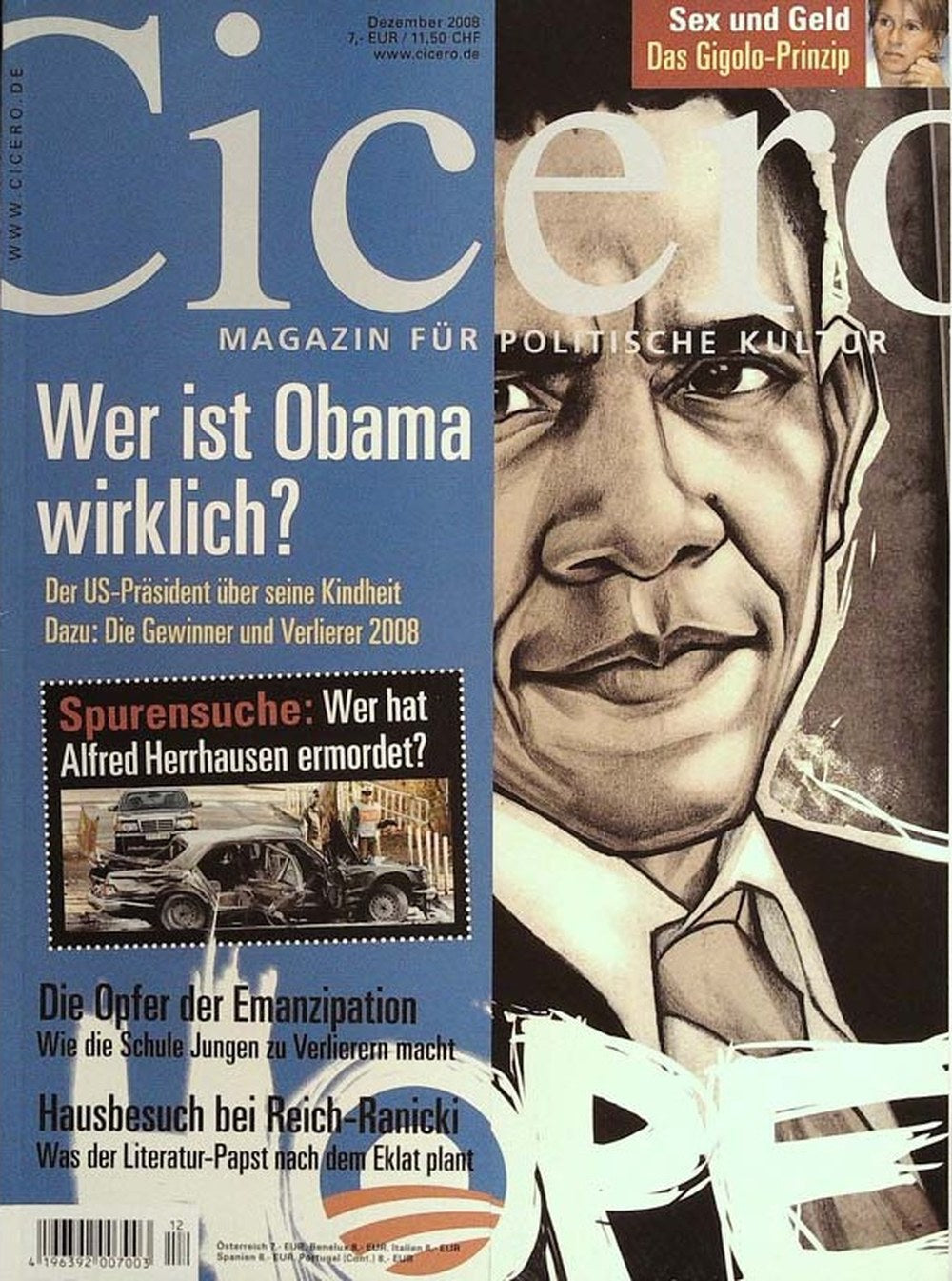 Cicero Magazin Deutschland 2008-12 Barack Obama Alfred Herrhausen Marcel Reich-Ranicki