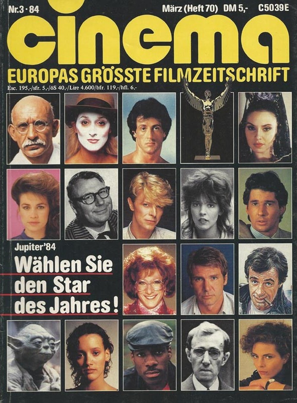 Cinema Magazin Deutschland 1984-03 Ben Kingsley Sylvester Stallone David Bowie Harrison Ford Woody Allen