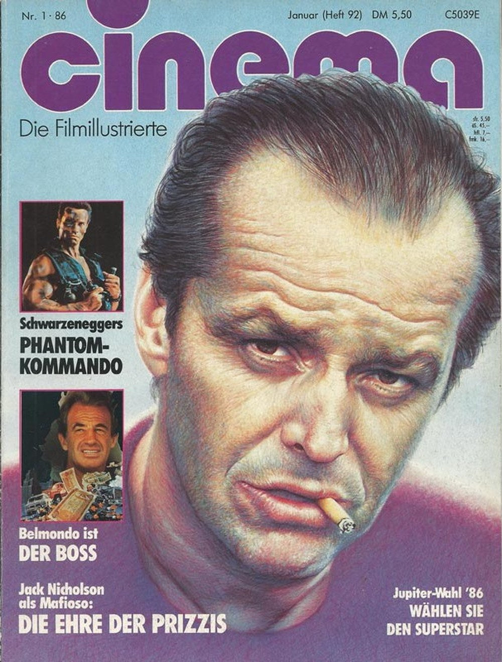 Cinema Magazin Deutschland 1986-01 Jack Nicholson Arnold Schwarzenegger Jean-Paul Belmondo