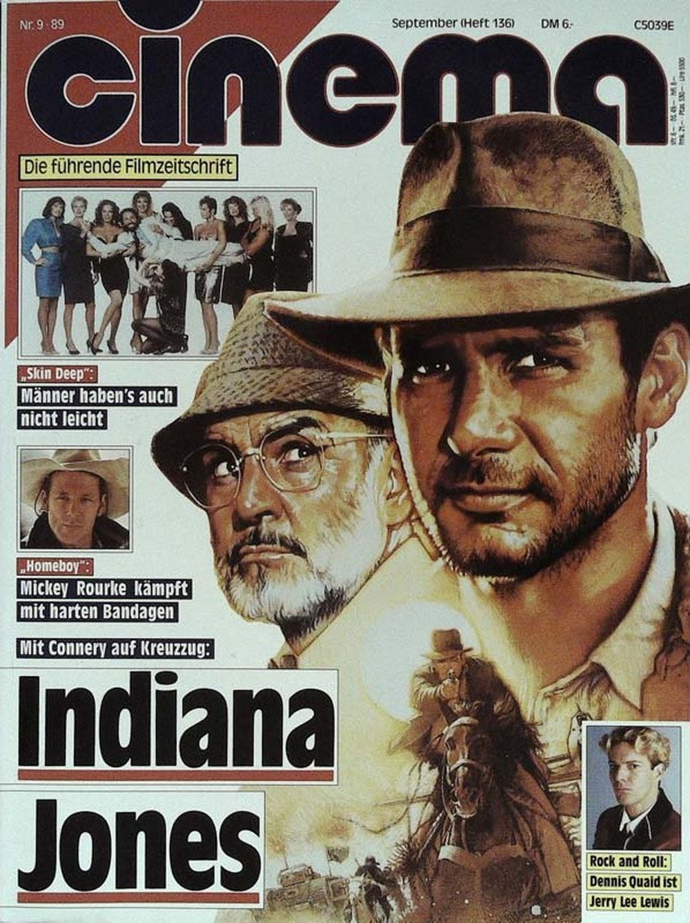 Cinema Magazin Deutschland 1989-09 Harrison Ford Sean Connery Mickey Rourke Dennis Quaid