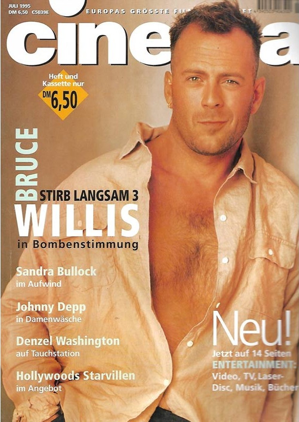 Cinema Magazin Deutschland 1995-07 Bruce Willis Sandra Bullock Johnny Depp Denzel Washington