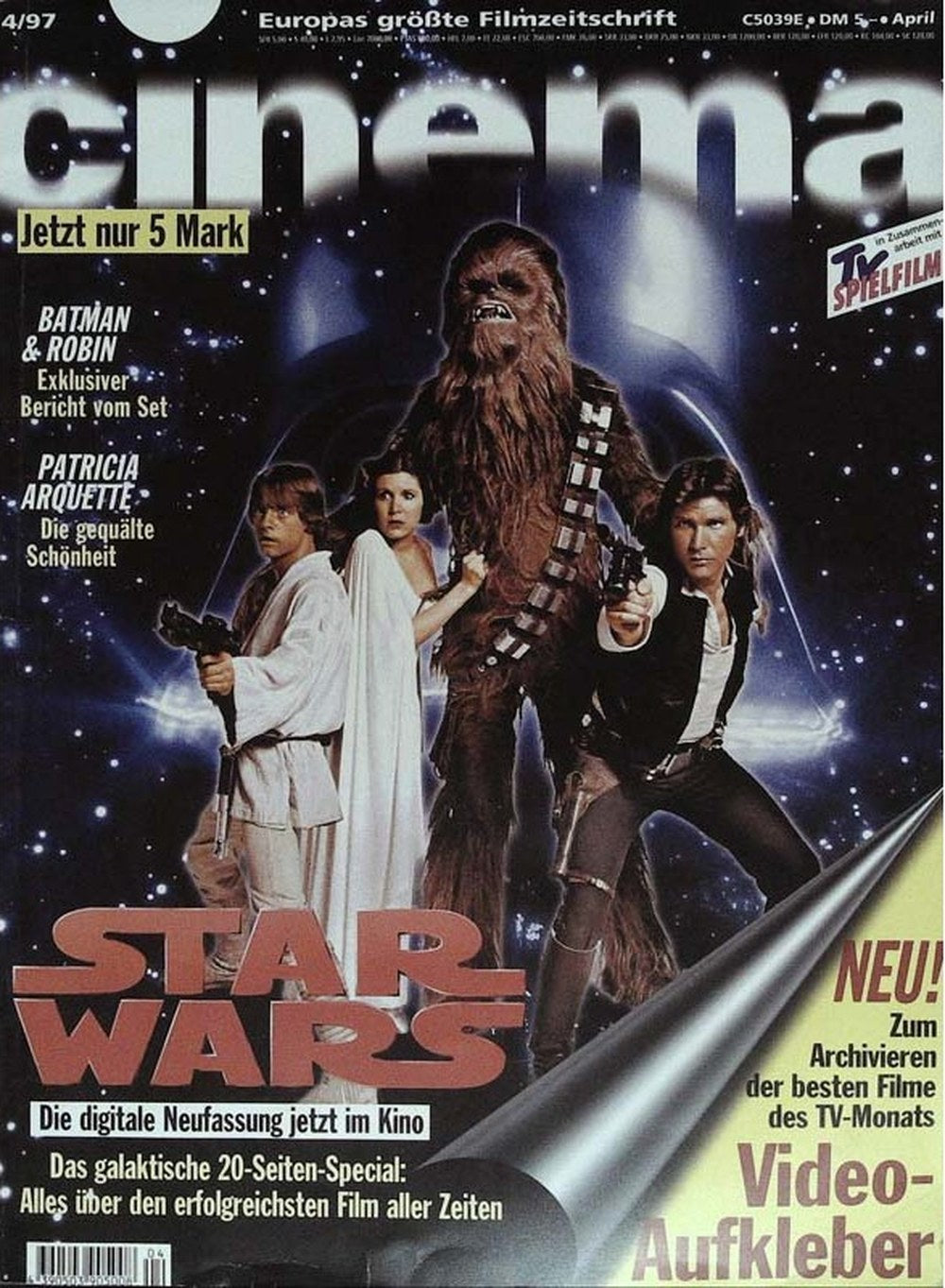 Cinema Magazin Deutschland 1997-04 Chewbacca Harrison Ford Carrie Fisher Mark Hamill Patricia Arquette