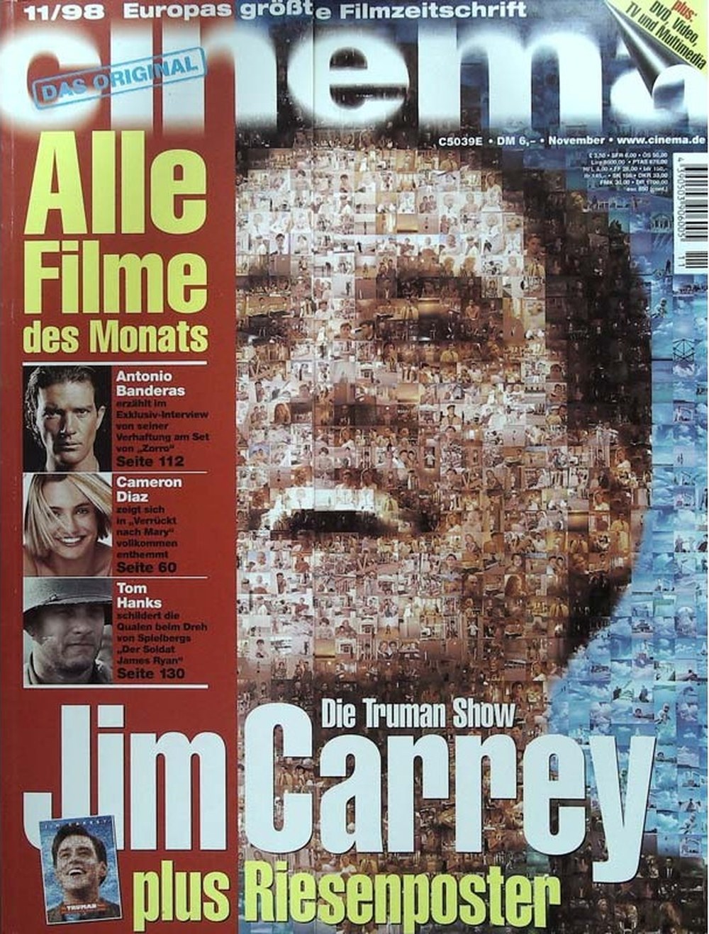 Cinema Magazin Deutschland 1998-11 Jim Carrey Antonio Banderas Cameron Diaz Tom Hanks