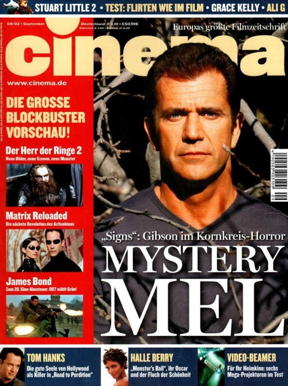 Cinema Magazin Deutschland 2002-09 Mel Gibson Tom Hanks Halle Berry James Bond Grace Kelly