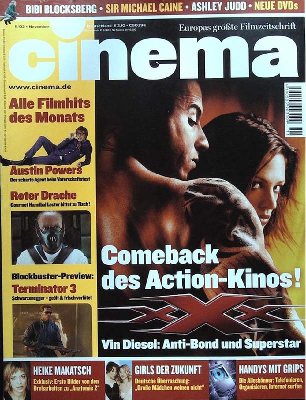 Cinema Magazin Deutschland 2002-11 Vin Diesel Arnold Schwarzenegger Mike Myers Heike Makatsch Sir Michael Caine