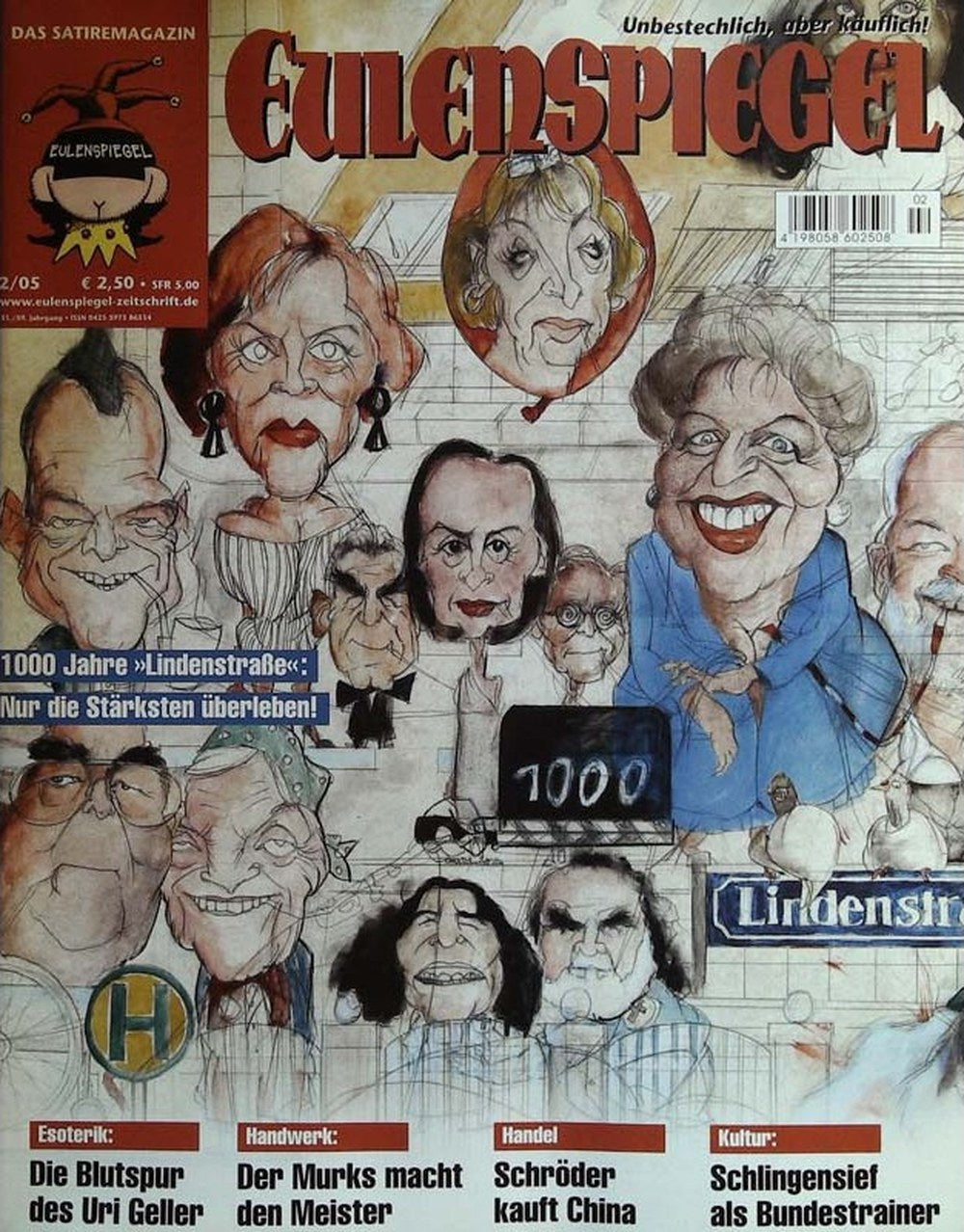 Eulenspiegel Magazin Deutschland 2005-02 Uri Geller Gerhard Schröder Christoph Schlingensief