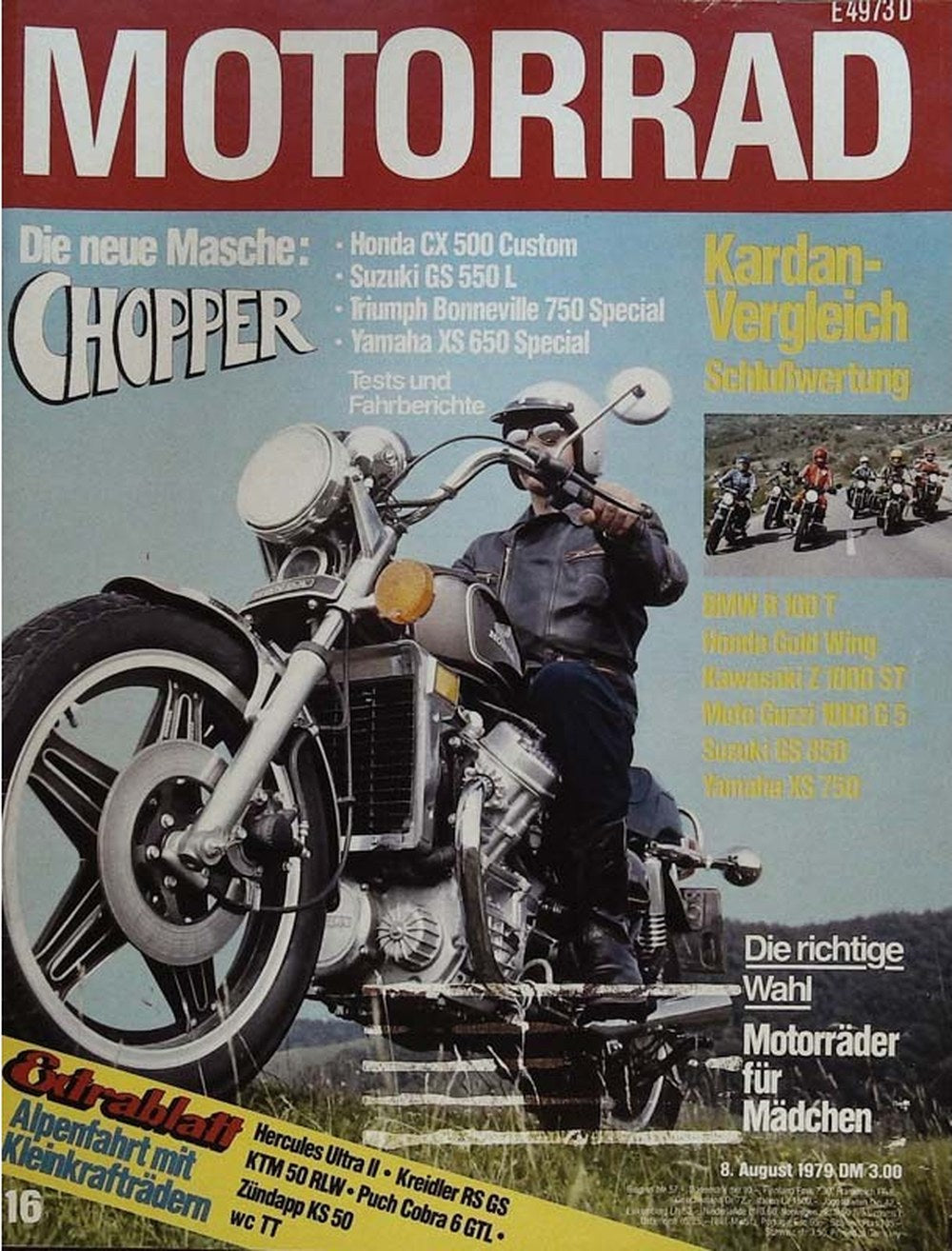 Motorrad Magazin Deutschland 1979-16 Chopper Honda CX 500 Custom Suzuki GS 550 L