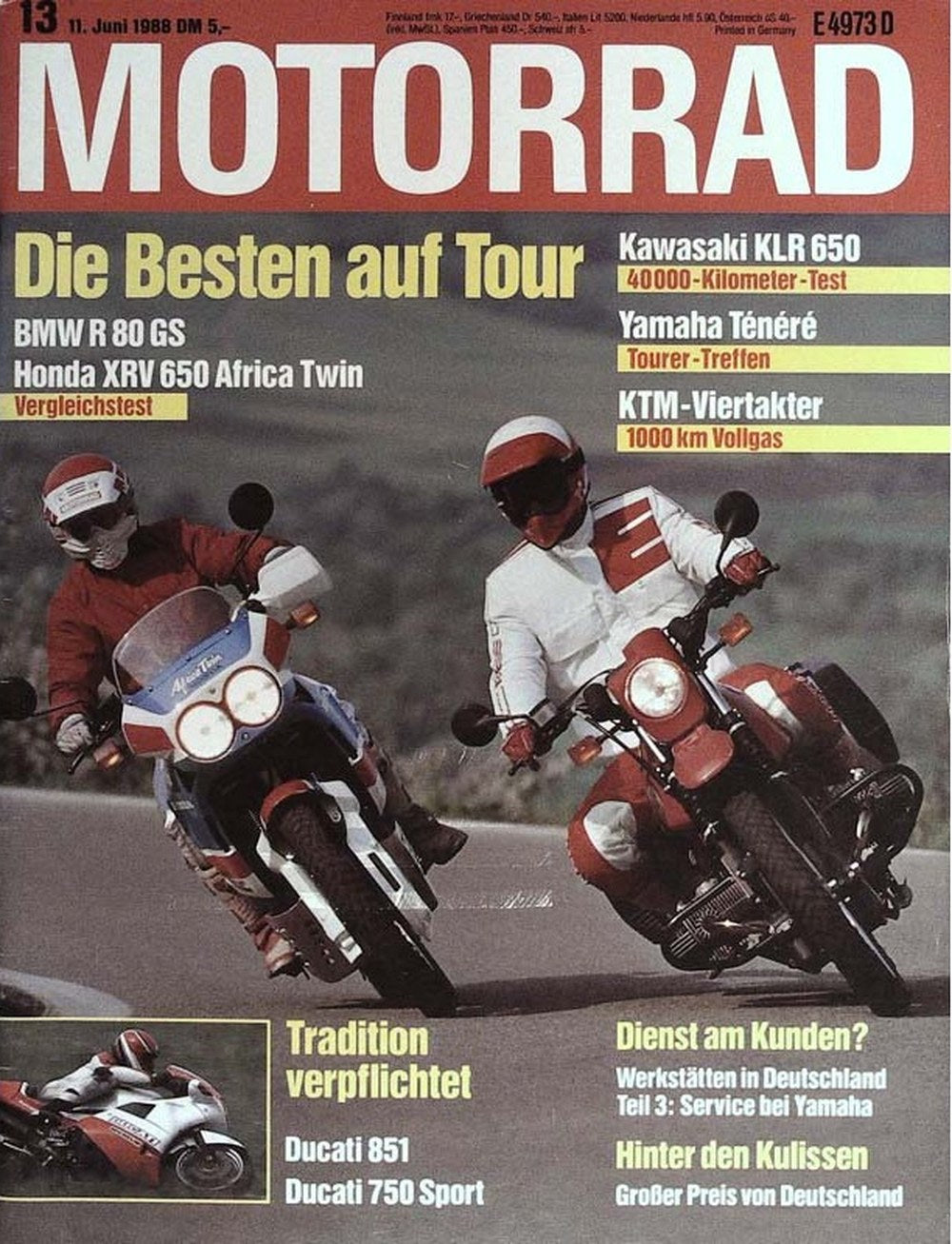 Motorrad Magazin Deutschland 1988-13 BMW R 80 GS Honda XRV 650 Africa Twin Vergleichstest