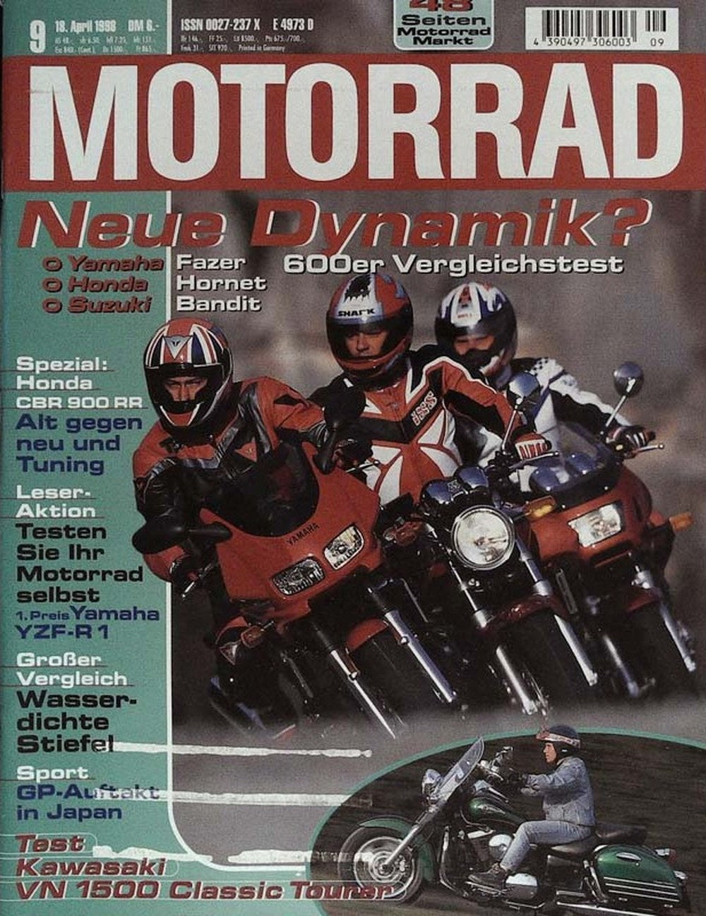 Motorrad Magazin Deutschland 1998-09 Yamaha Fazer Honda Hornet Suzuki Bandit