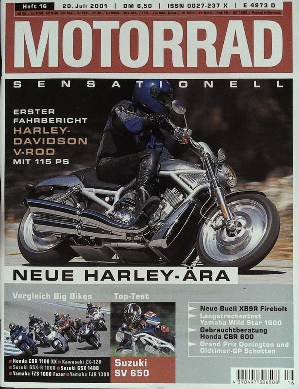 Motorrad Magazin Deutschland 2001-16 Harley-Davidson V-Rod Motorrad-Fahrbericht Neue Harley-Ära