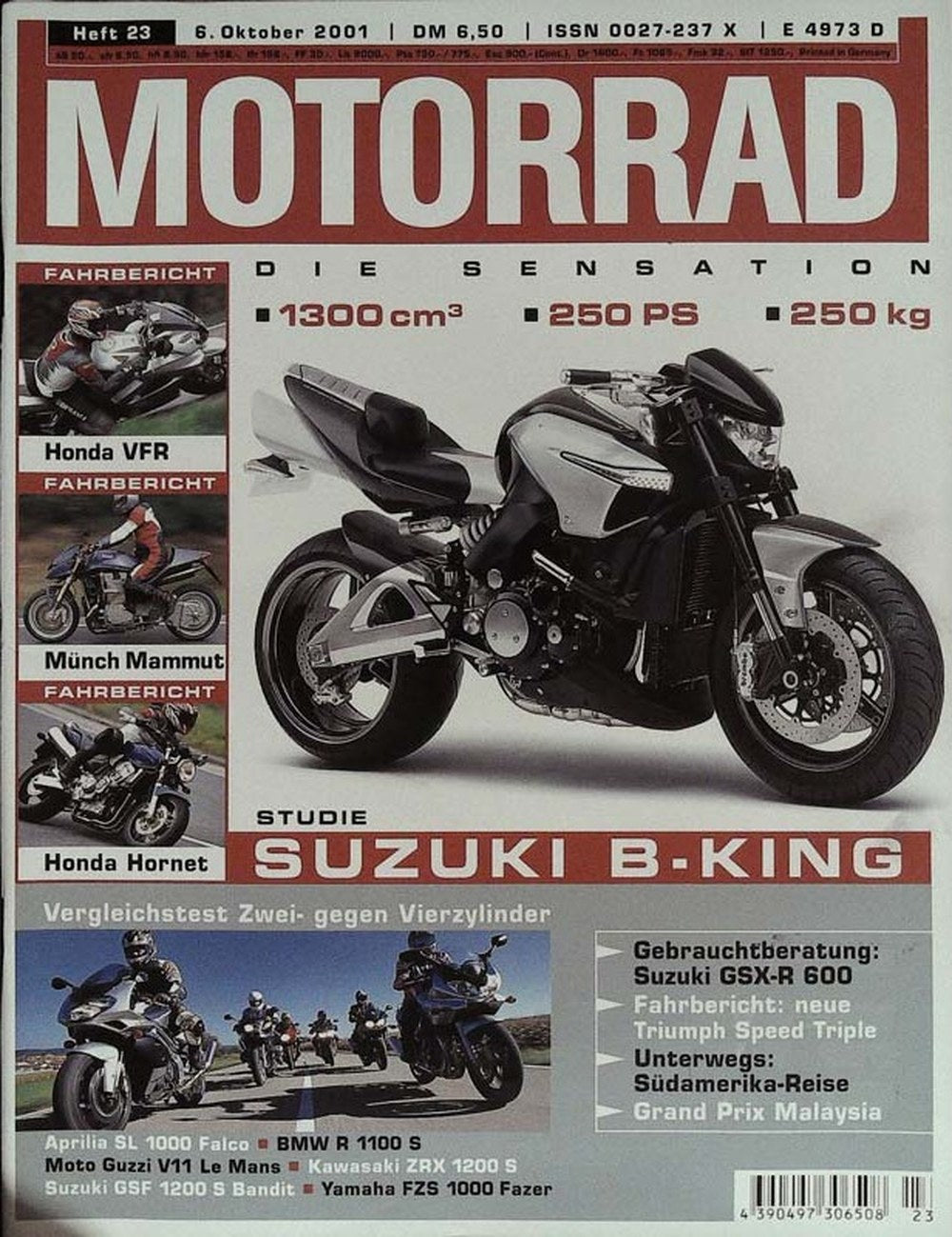 Motorrad Magazin Deutschland 2001-23 Motorrad Suzuki B-King Honda VFR
