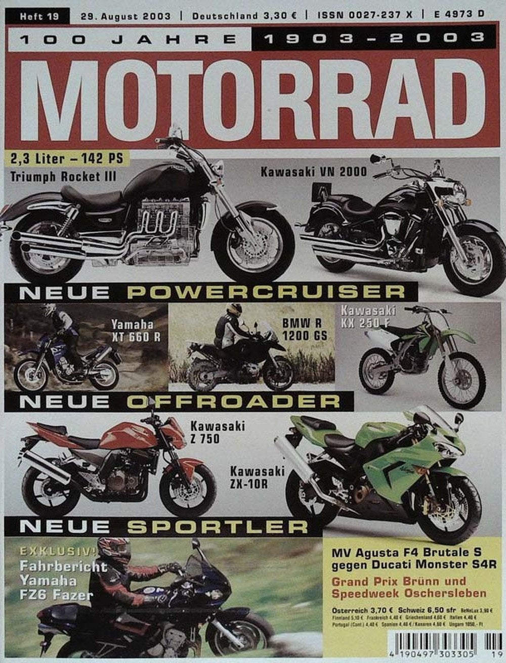 Motorrad Magazin Deutschland 2003-19 Motorrad Triumph Rocket III Kawasaki VN 2000