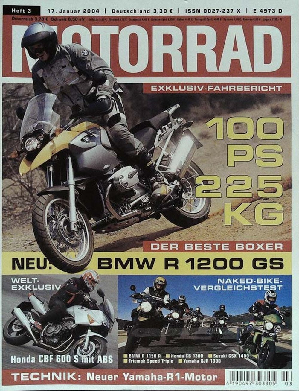 Motorrad Magazin Deutschland 2004-03 BMW R 1200 GS Motorrad-Fahrbericht Naked-Bike-Vergleichstest