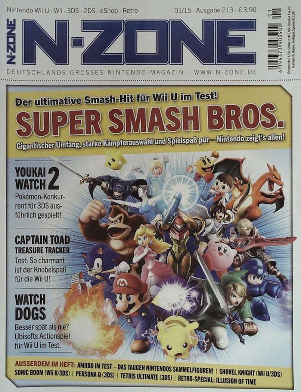 N-Zone Magazin Deutschland 2015-01 Super Smash Bros. Captain Toad Watch Dogs Youkai Watch 2