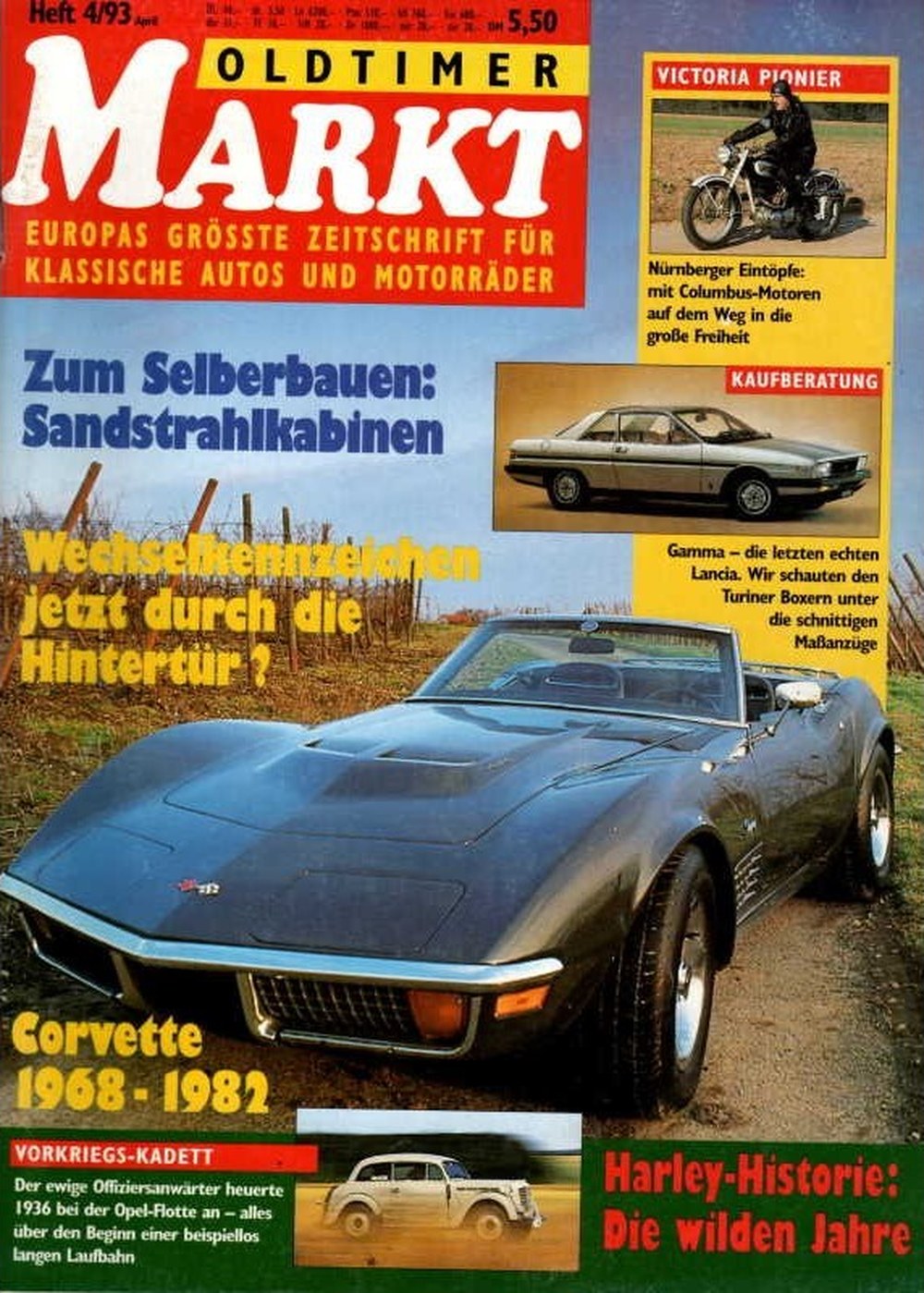 Oldtimer Markt Magazin Deutschland 1993-04 Corvette 1968-1982 Oldtimer Sandstrahlkabinen