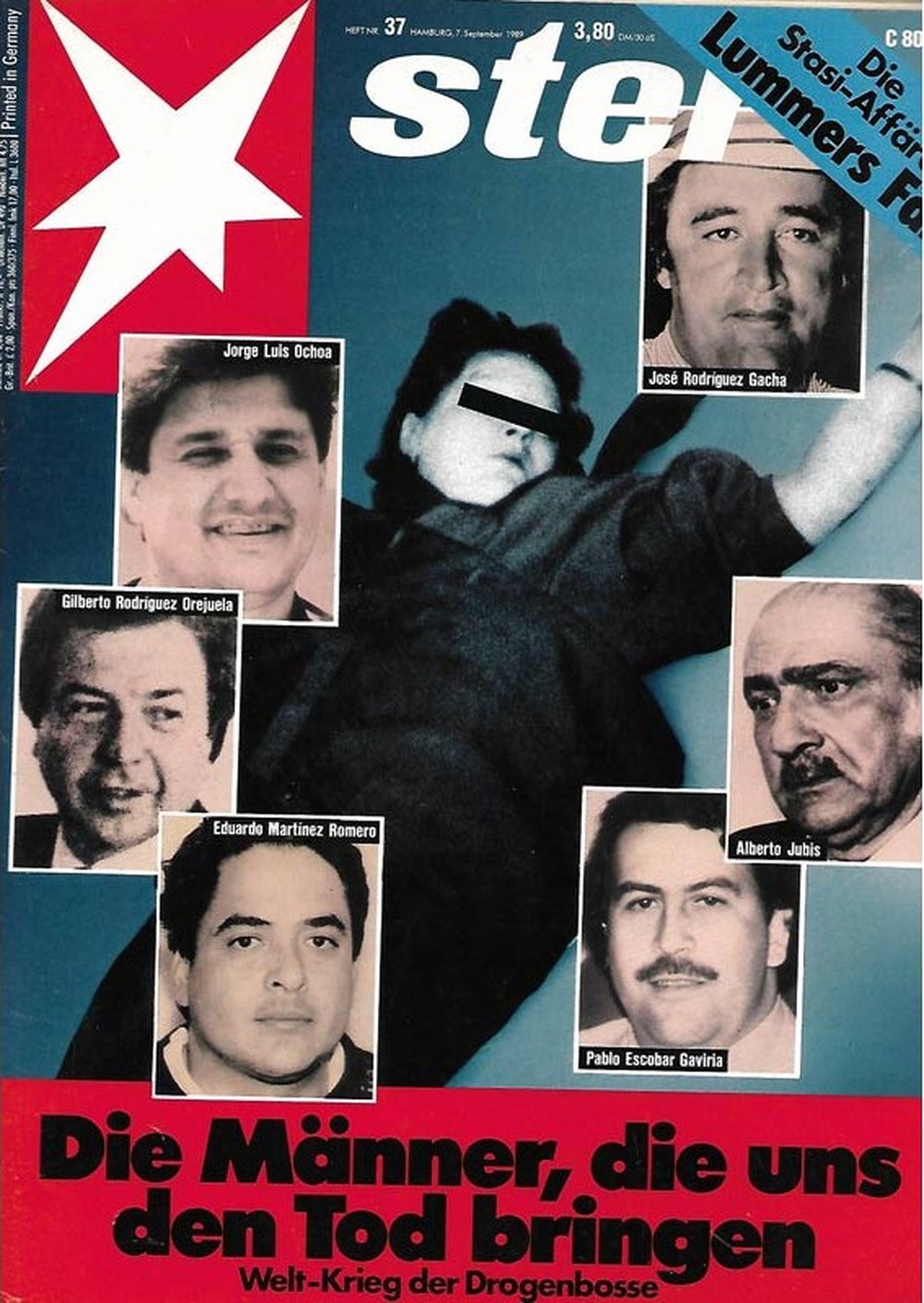 Stern Magazin Deutschland 1989-37 Pablo Escobar Jorge Luis Ochoa José Rodríguez Gacha Gilberto Rodríguez Orejuela Eduardo Martínez Romero
