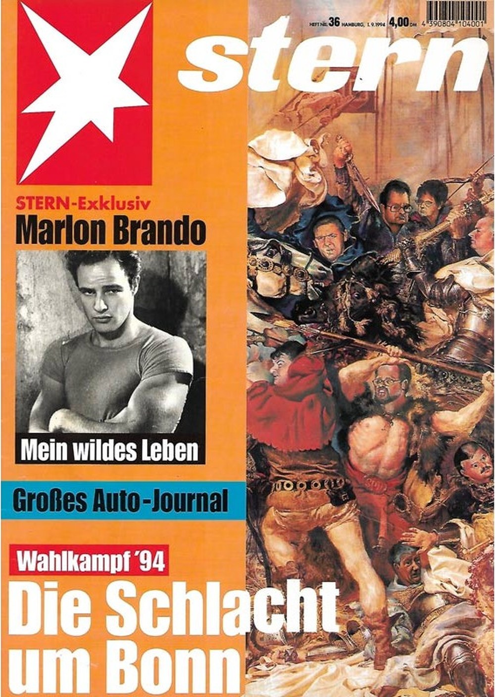 Stern Magazin Deutschland 1994-36 Marlon Brando Helmut Kohl Rudolf Scharping Joschka Fischer Gregor Gysi