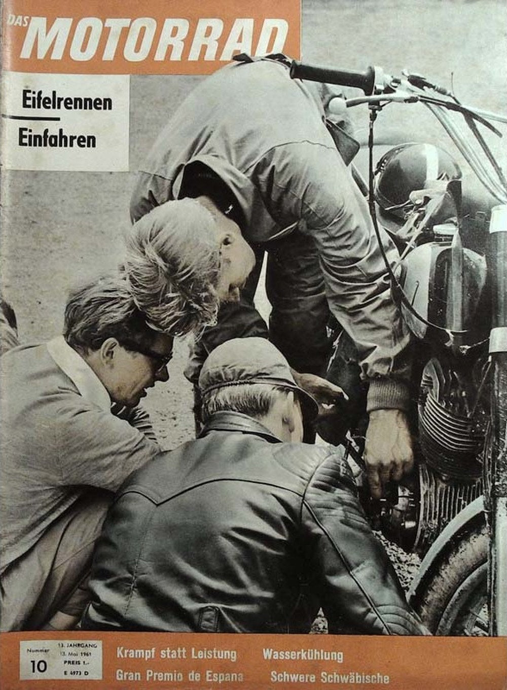 Das Motorrad + Der Roller Magazin Deutschland 1961-10 Motorrad Eifelrennen Motorradreparatur
