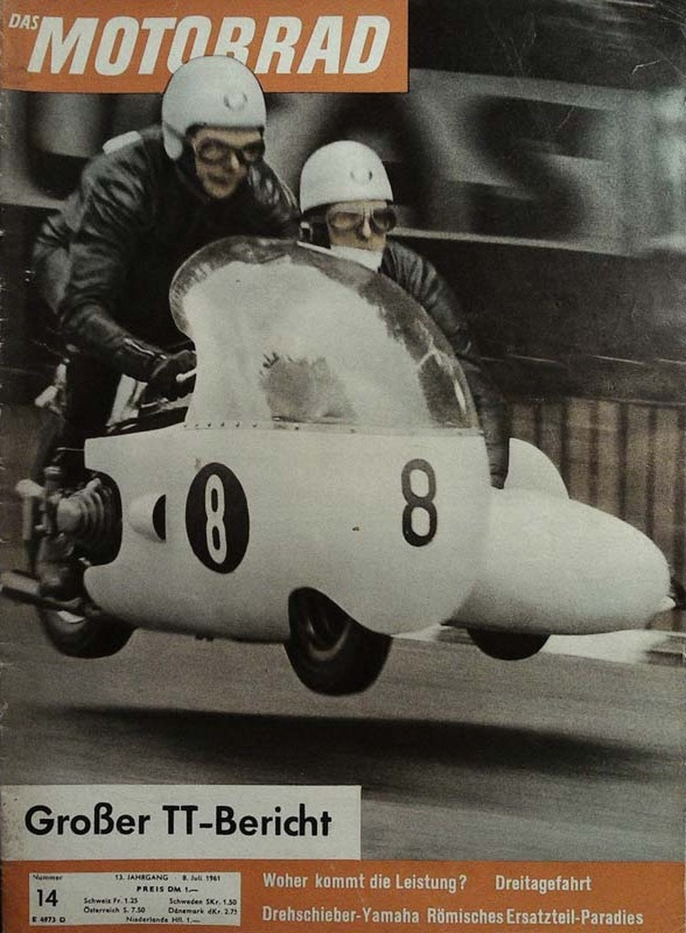 Das Motorrad + Der Roller Magazin Deutschland 1961-14 Seitenwagen-Rennen TT-Rennen Isle Of Man TT