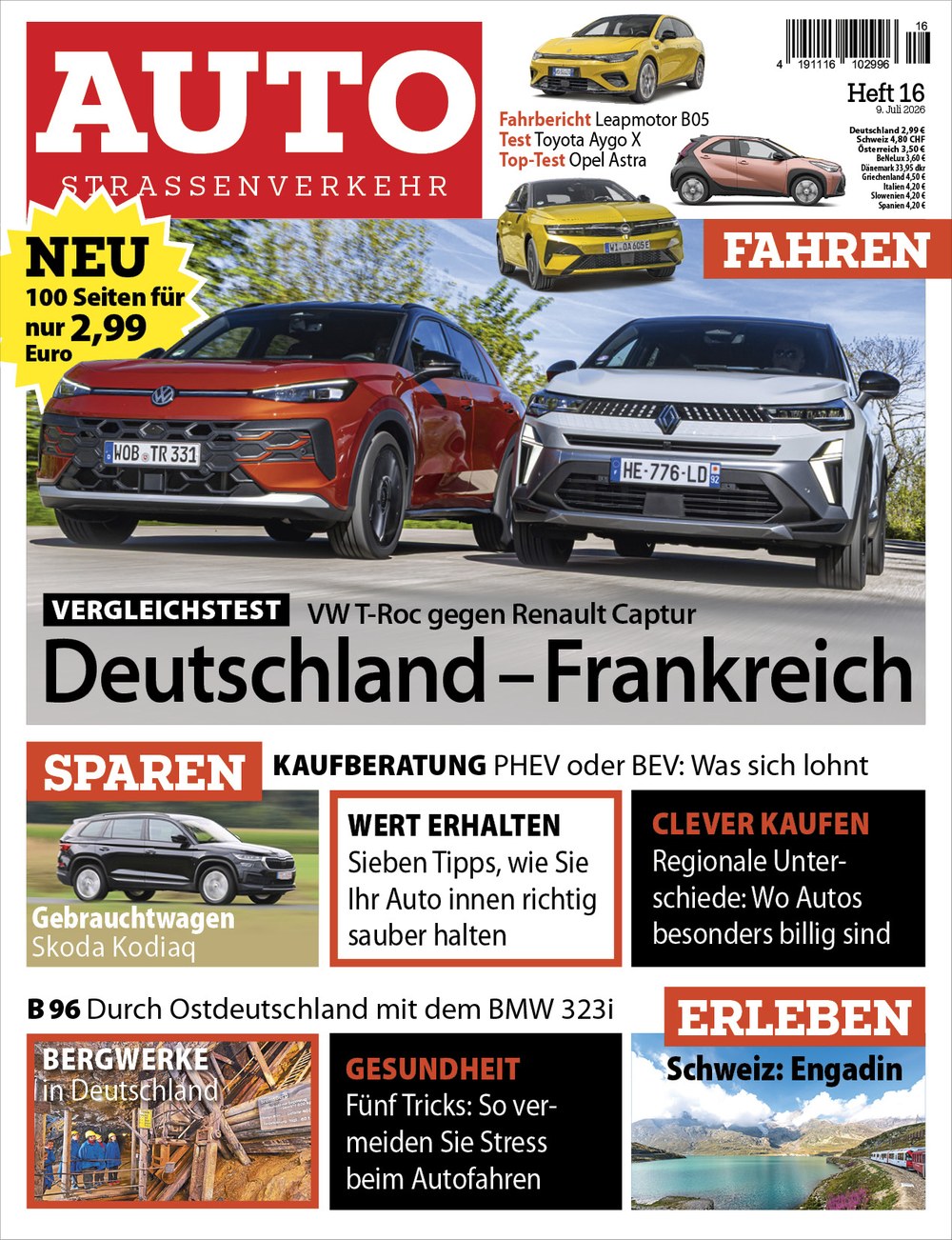 AUTO Strassenverkehr Magazin Deutschland 2026-16 VW T-Roc Renault Captur Vergleichstest