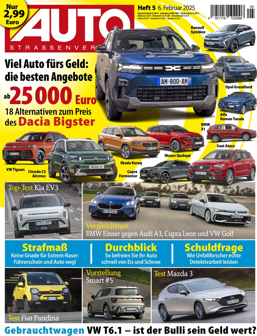 AUTO Strassenverkehr Magazin Deutschland 2025-05 Dacia Bigster SUV-Alternativen Ab 25000 Euro Kia EV3 Top-Test