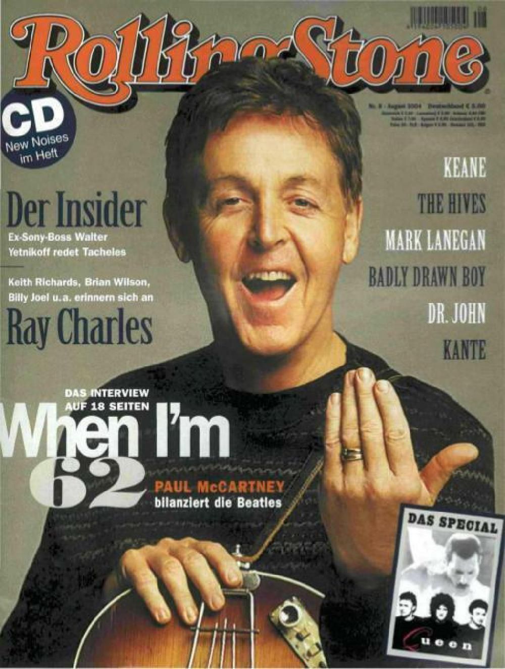 Rolling Stone Magazin Deutschland 2004-08 Paul McCartney Ray Charles Queen