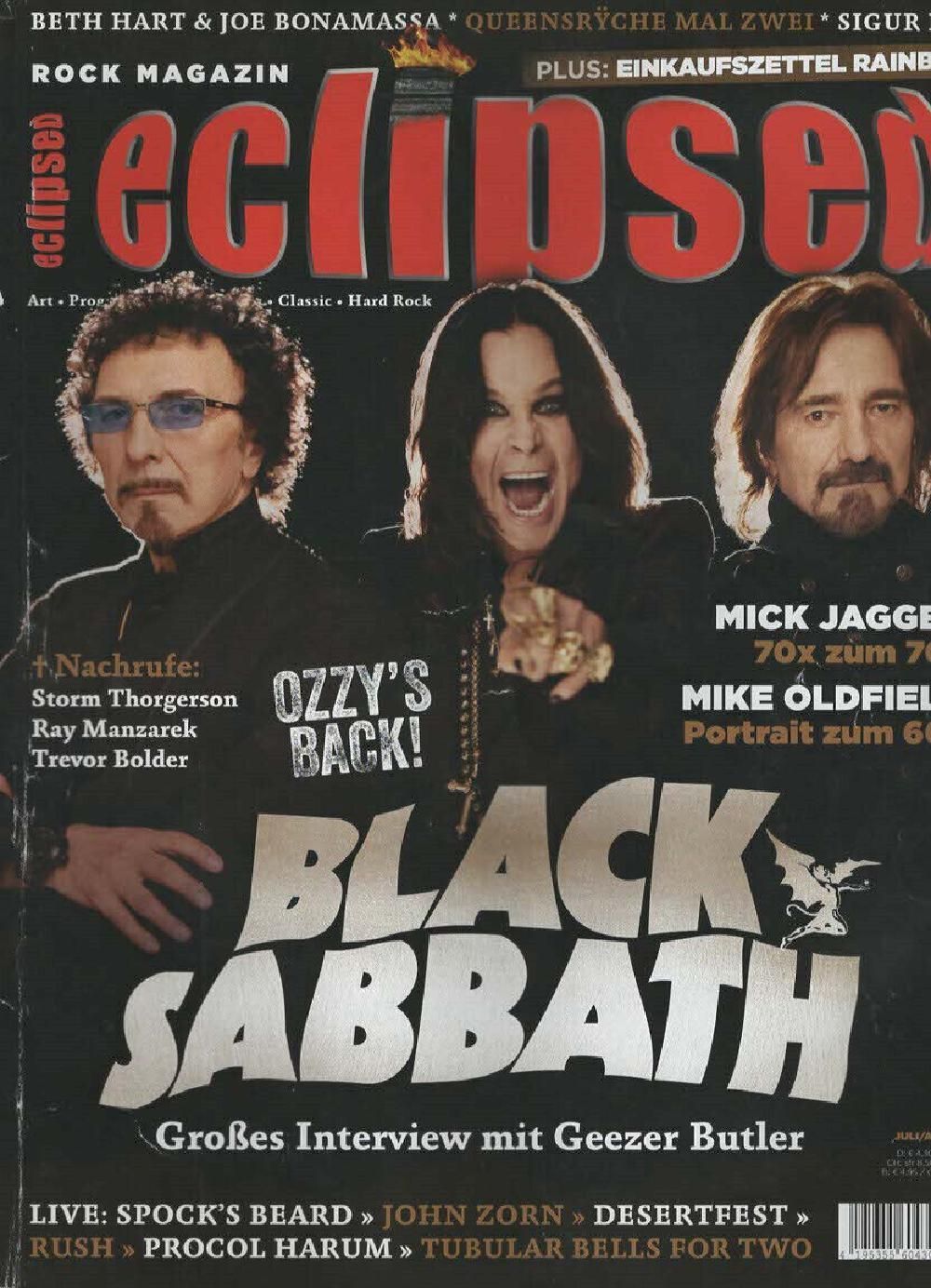 Eclipsed Magazin Deutschland 2013 #152 Black Sabbath Mike Oldfield Storm Thorgerson